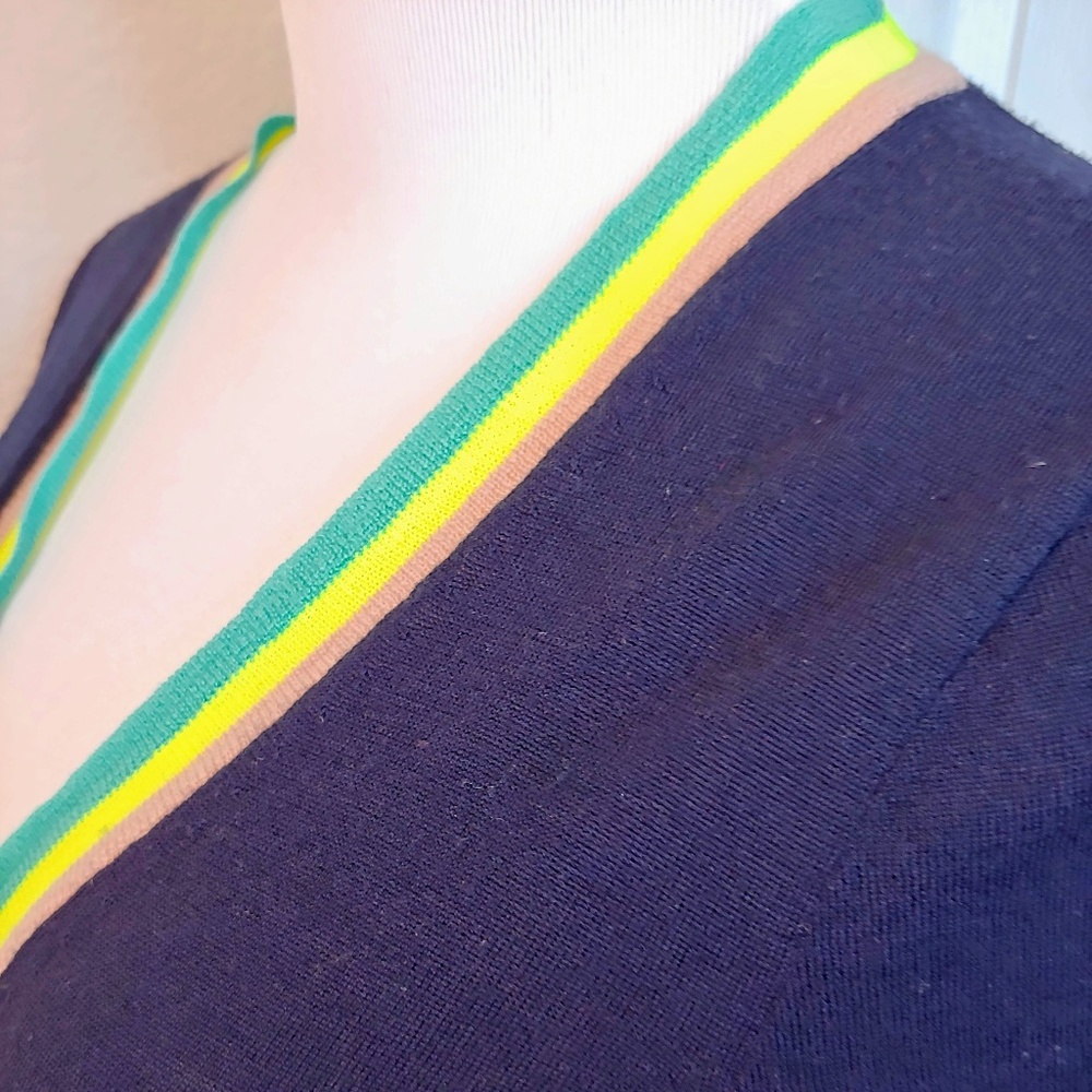 J.Crew 3/4-Sleeve Neon & Navy Cardigan - Picture 4 of 5